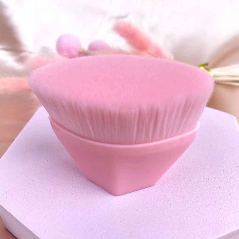 براش رژ گونه و کرم پودر جعبه دار صورتی