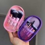 ست براش آرایشی شین مسافرتی ۱۰ عددی رنگ صورتی بنفش