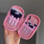 ست براش آرایشی شین مسافرتی ۱۰ عددی رنگ صورتی